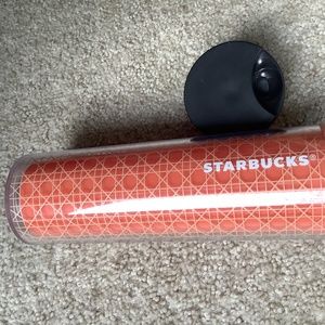 Starbucks Orange &White Geometric Pattern Plastic Tumbler Lid 16oz